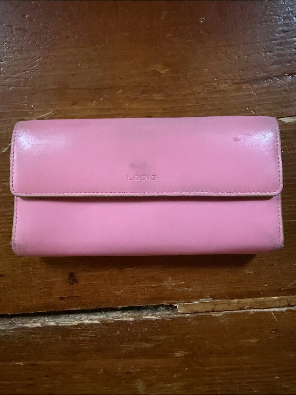 Lodis Pink Leather Flap Wallet